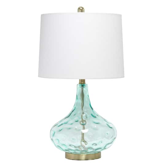 Lalia Home Classix 24&#x22; Blue Dimpled Colored Glass Table Lamp